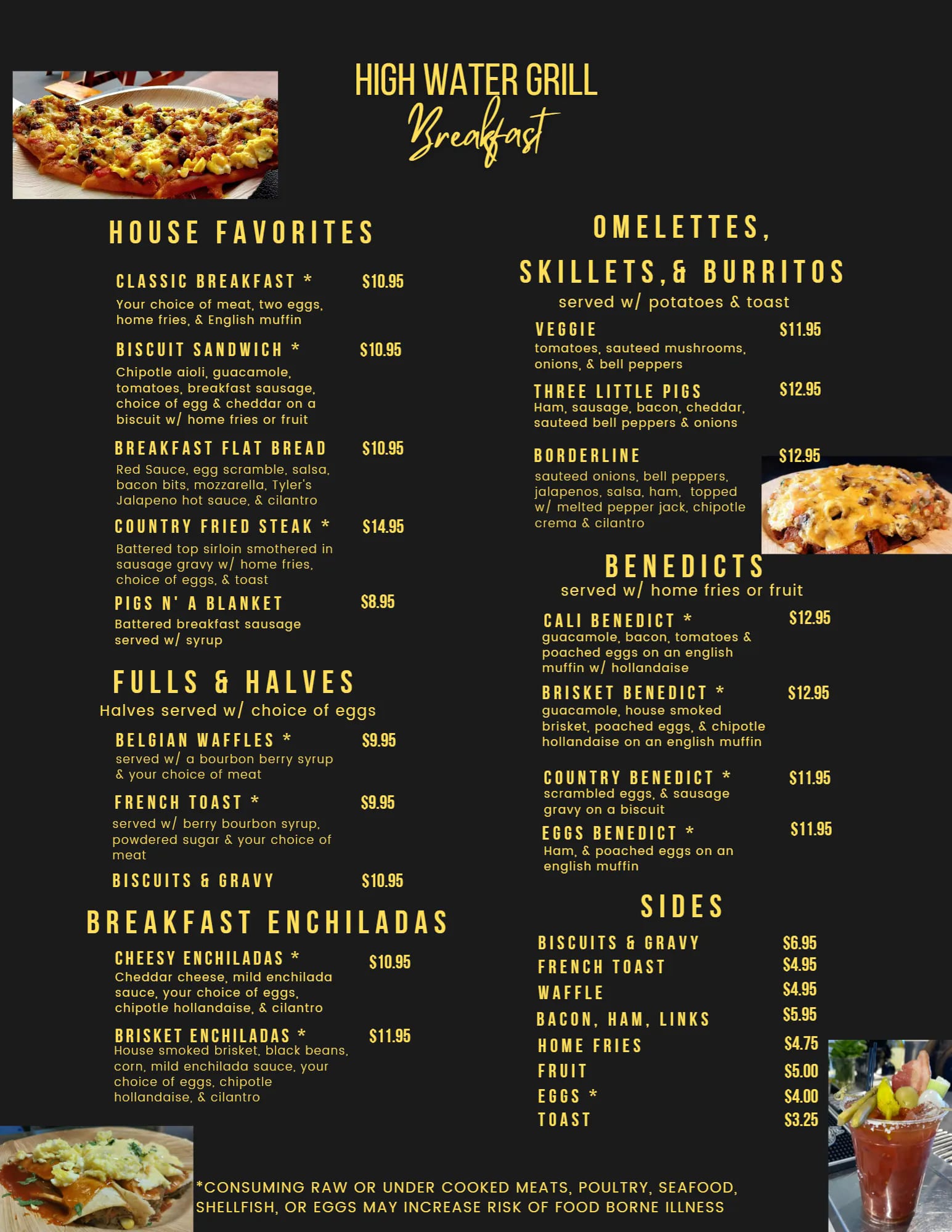 Menu | High Water Grill & Rong Bar
